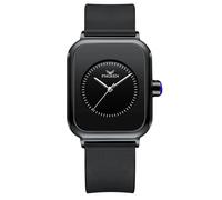 RORIOS Relojes Analógico Cuarzo de Pulsera para Mujer Reloj Señoras Minimalista Reloj Elegante Moda Reloj Acero Inoxidable Rectángulo Correa de Silicona Nero B