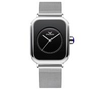 RORIOS Relojes Analógico Cuarzo de Pulsera para Mujer Reloj Señoras Minimalista Reloj Elegante Moda Reloj Acero Inoxidable Rectángulo Correa de Malla Nero Argento