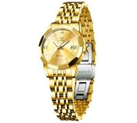 RORIOS Relojes Analógico Cuarzo para Mujer Reloj Clásico Acero Inoxidable Reloj Señoras Elegante Reloj de Pulsera Sencillo Vintage Reloj Fecha Luminoso Oro