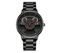 RORIOS Relojes Analógico Cuarzo Reloj de Pulsera Moda para Hombre Reloj Esqueleto Creativo Reloj Casual Minimalista Correa de Acero Inoxidable Negro C