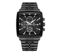 RORIOS Relojes Cuadrados para Hombre Relojes Analógico Cuarzo Reloj de Pulsera Multifuncional Negocios Reloj Simple Luminoso Correa de Acero Inoxidable Negro B