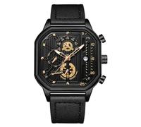 RORIOS Relojes Cuarzo para Hombre Reloj de Pulsera Cuadrado Moda Reloj Multifuncional Cronógrafo Reloj Luminoso Analógico Reloj Casual Acero Inoxidable Oro A