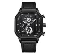 RORIOS Relojes Cuarzo para Hombre Reloj de Pulsera Cuadrado Moda Reloj Multifuncional Cronógrafo Reloj Luminoso Analógico Reloj Casual Acero Inoxidable Negro A