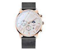 RORIOS Relojes de Hombre 3ATM Multifunctional Negocios Analógico Cuarzo Reloj de Pulsera Deportivos Cronógrafo Reloj con Correa de Malla