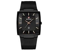 RORIOS Relojes de Hombre Clásico Analógico Cuarzo Reloj con Ultra Delgado Minimalista Componer Moda Reloj Acero Inoxidable Malla Correa de Negocios Cuadrados Reloj de Pulsera, El Negro, Pulsera