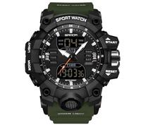 RORIOS Relojes de Pulsera Militares para Hombre Moda Deportivo Multifuncional Electrónico Reloj Digital Cuarzo 50M Doble Pantalla Impermeable
