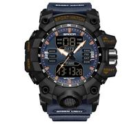 RORIOS Relojes de Pulsera Militares para Hombre Moda Deportivo Multifuncional Electrónico Reloj Digital Cuarzo 50M Doble Pantalla Impermeable