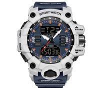 RORIOS Relojes de Pulsera Militares para Hombre Moda Deportivo Multifuncional Electrónico Reloj Digital Cuarzo 50M Doble Pantalla Impermeable