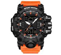 RORIOS Relojes de Pulsera Militares para Hombre Moda Deportivo Multifuncional Electrónico Reloj Digital Cuarzo 50M Doble Pantalla Impermeable