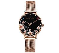RORIOS - Relojes de Pulsera para Mujer, analógica, Cuarzo, Esfera de Acero Inoxidable, Negro A, Pulsera