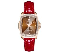 RORIOS Relojes de Pulsera Rectángulo para Señoras Reloj Vintage Elegante Relojes Analógico Cuarzo Reloj Sencillo Diamante con Correa de Cuero para Mujer Rojo