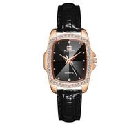 RORIOS Relojes de Pulsera Rectángulo para Señoras Reloj Vintage Elegante Relojes Analógico Cuarzo Reloj Sencillo Diamante con Correa de Cuero para Mujer Negro