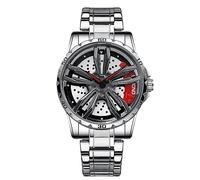 RORIOS Relojes de Ruedas Coche Reloj de Pulsera Deporte 3ATM Impermeable Moda Esqueleto para Hombre