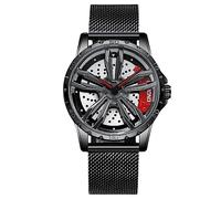 RORIOS Relojes de Ruedas Coche Reloj de Pulsera Deporte 3ATM Impermeable Moda Esqueleto para Hombre