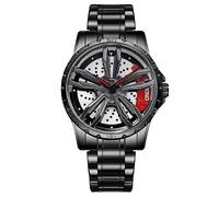 RORIOS Relojes de Ruedas Coche Reloj de Pulsera Deporte 3ATM Impermeable Moda Esqueleto para Hombre