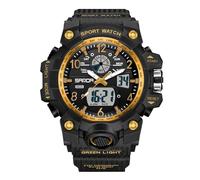 RORIOS Relojes Deportivo Par Reloj de Pulsera Electrónico Doble Pantalla Digital Cuarzo Analógico Multifuncional Militares para Hombre Impermeable Oro Negro