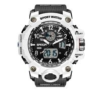 RORIOS Relojes Deportivo Par Reloj de Pulsera Electrónico Doble Pantalla Digital Cuarzo Analógico Multifuncional Militares para Hombre Impermeable Negro Banco A