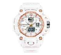 RORIOS Relojes Deportivo Par Reloj de Pulsera Electrónico Doble Pantalla Digital Cuarzo Analógico Multifuncional Militares para Mujeres Impermeable Oro Blanco