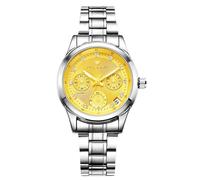 RORIOS Relojes Elegante de Pulsera para Mujer Reloj Señoras Mecánico Reloj Moda Minimalista Reloj Automático Acero Inoxidable Reloj Luminoso Analógico Amarillo A