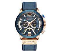 RORIOS Relojes Hombre Analógico Cuarzo Reloj Cronógrafo Reloj con Fecha Calendario Leather Band Multifunción Moda Deportivo Relojes Pulsera