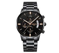 RORIOS Relojes Hombre Analógico Cuarzo Reloj Luminoso Cronógrafo Reloj con Fecha Calendario Acero Inoxidable Band Multifunción Moda Relojes Pulsera