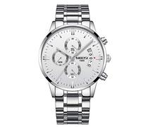 RORIOS Relojes Hombre Analógico Cuarzo Reloj Luminoso Cronógrafo Reloj con Fecha Calendario Acero Inoxidable Band Multifunción Moda Relojes Pulsera