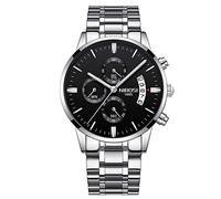 RORIOS Relojes Hombre Analógico Cuarzo Reloj Luminoso Cronógrafo Reloj con Fecha Calendario Acero Inoxidable Band Multifunción Moda Relojes Pulsera