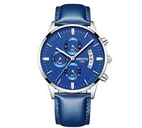 RORIOS Relojes Hombre Analógico Cuarzo Reloj Luminoso Cronógrafo Reloj con Fecha Calendario Banda de Cuero Multifunción Moda Relojes Pulsera