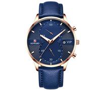 RORIOS Relojes Hombre Clásico Luminoso Reloj Analógico de Cuarzo Reloj con Correa de Cuero Cronógrafo Relojes De Pulsera para Hombre