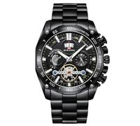 RORIOS Relojes Hombre Cronografo Analógico Impermeable Luminoso Fecha Reloj Pulsera Hombre Banda de Acero Inoxidable Watches Negro