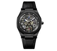 RORIOS Relojes Hombre Cuarzo Analógico Reloj con Correa de Cuero Esqueleto Reloj para Hombre