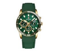 RORIOS Relojes Hombre Deporte Reloj de Pulsera con Correa de Silicona Luminoso Analógico Cuarzo Relojes Casual Cronografo Reloj para Hombre Verde Dorado