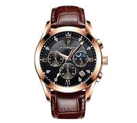 RORIOS Relojes Hombre Luminoso Moda Reloj Análogo Cuarzo Reloj con Correa en Cuero Impermeable Reloj de Pulsera para Hombre