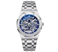 RORIOS Relojes Hombre Mecánico Automático Reloj de Pulsera Dial Esqueleto Relojes con Correa de Acero Inoxidable Luminoso Reloj