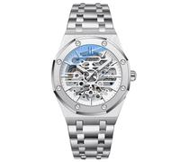 RORIOS Relojes Hombre Mecánico Automático Reloj de Pulsera Dial Esqueleto Relojes con Correa de Acero Inoxidable Luminoso Reloj