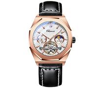 RORIOS Relojes Hombre Reloj Luminoso Automático Mecánico Relojes de Pulsera con Correa de Cuero Esqueleto Militar Reloj para Hombre