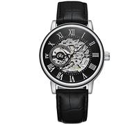RORIOS Relojes Hombre Reloj Mecánico Automático Relojes Luminoso con Correa de Cuero Esqueleto Dial Reloj de Pulsera