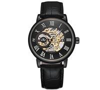 RORIOS Relojes Hombre Reloj Mecánico Automático Relojes Luminoso con Correa de Cuero Esqueleto Dial Reloj de Pulsera