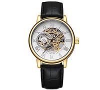RORIOS Relojes Hombre Reloj Mecánico Automático Relojes Luminoso con Correa de Cuero Esqueleto Dial Reloj de Pulsera