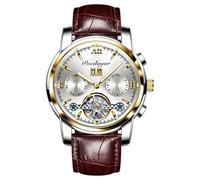 RORIOS Relojes Hombre Relojes Mecánico Automático con Correa en Cuero Luminoso Moda Relojes Impermeables Reloj de Pulsera para Hombre