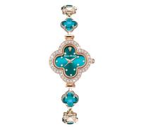 RORIOS Relojes Joya de Mujer Reloj de Pulsera Trébol Brazalete Reloj Analógico Cuarzo Relojes Moda Diamante Brazalete Señora Elegante Azul
