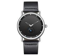 RORIOS Relojes Minimalista para Hombre Cuarzo Analógico Reloj de Pulsera Casuales Moda Reloj Acero Inoxidable con Correa de CueroNegro B
