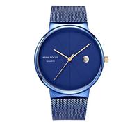 RORIOS Relojes Minimalista para Hombre Reloj de Pulsera Cuarzo Analógico Reloj Simple Negocios con Correa de Acero Inoxidable Malla Azul
