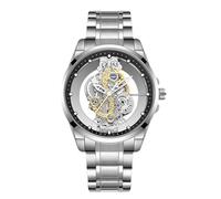 RORIOS Relojes Minimalista para Hombre Reloj de Pulsera Cuarzo Analógico Reloj Simple Negocios Esqueleto Correa de Acero Inoxidable Plata