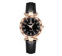 RORIOS Relojes Moda de Mujer Reloj de Pulsera Señora Acero Inoxidable Reloj Elegante Correa de Cuero Reloj Analógico Cuarzo Women Wirst Watch Negro