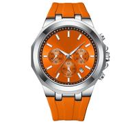 RORIOS Relojes Moda de Pulsera para Hombres Reloj Deportivos Cuarzo Reloj Casuales Analógico Reloj Multifuncional Cronógrafo Correa de Silicona Naranja