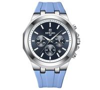 RORIOS Relojes Moda de Pulsera para Hombres Reloj Deportivos Cuarzo Reloj Casuales Analógico Reloj Multifuncional Cronógrafo Correa de Silicona Azul