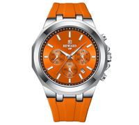 RORIOS Relojes Moda de Pulsera para Hombres Reloj Deportivos Cuarzo Reloj Casuales Analógico Reloj Multifuncional Cronógrafo Correa de Silicona Naranja