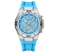 RORIOS Relojes Moda de Pulsera para Hombres Reloj Deportivos Silicona Reloj Analógico Cuarzo Reloj Multifuncional Cronógrafo Reloj Luminoso 3ATM Plata Azul