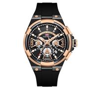RORIOS Relojes Moda de Pulsera para Hombres Reloj Deportivos Silicona Reloj Analógico Cuarzo Reloj Multifuncional Cronógrafo Reloj Luminoso Fecha Negro A